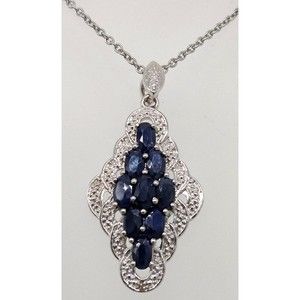 Chuck Clemency Karis STS Blue Stone Pendant Chain Necklace Silver Tone India NWT